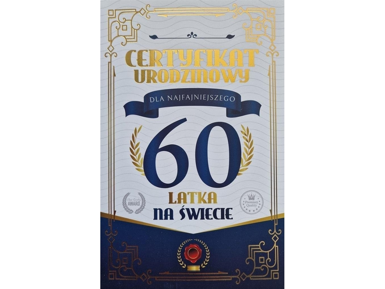 Fødselsdagscertifikat 60-års fødselsdagskort til mænd