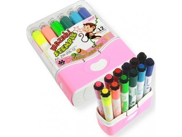 Marker 12 Farben Mit Stempeln Zw-205-12