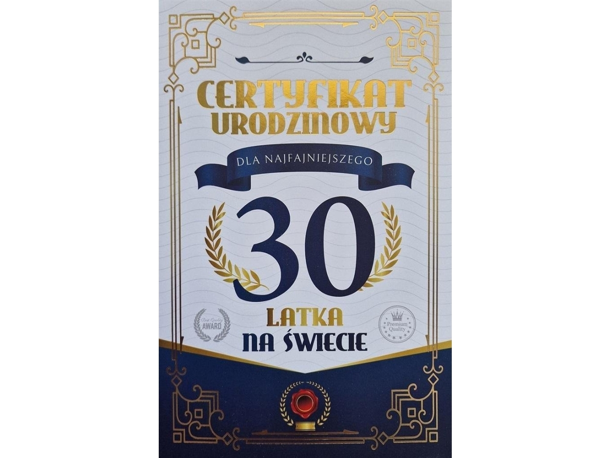 Birthday Certificate Card 30th Birthday Male | Skola & Hobby - Festdekorera - Presentinslagning | GameStuff