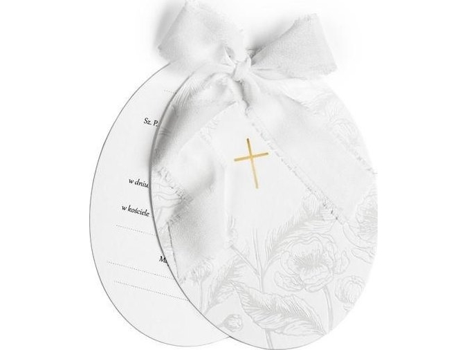 Kommunionsinvitationer Kors med grene og blomster