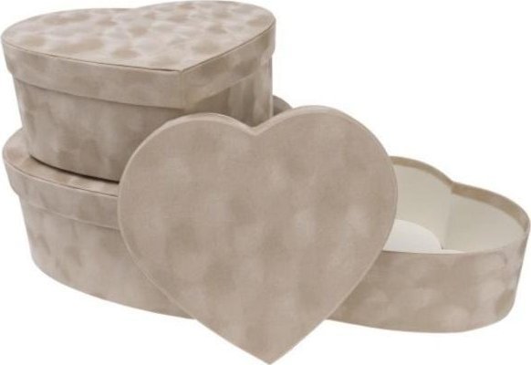 Flower Box 3Pc Velour Hjerte Cofee Rozette