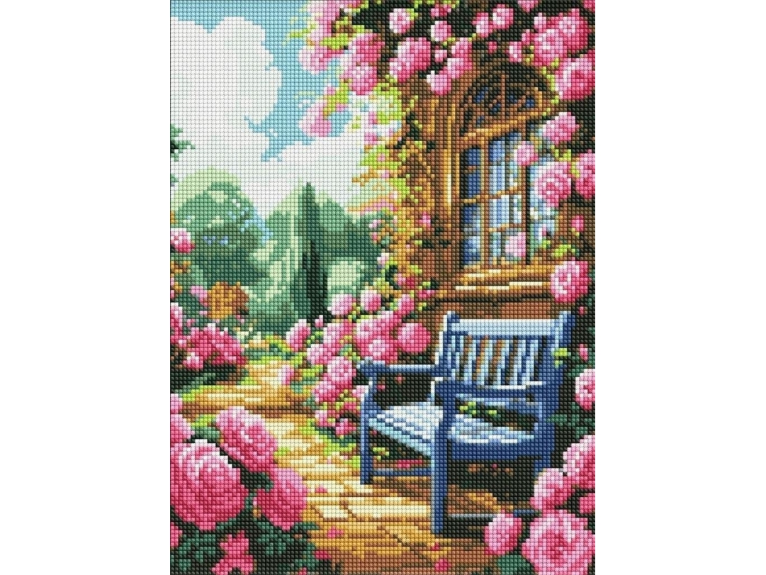 Ideyka diamantmozaik uden ramme - Blomsterhave 30x40