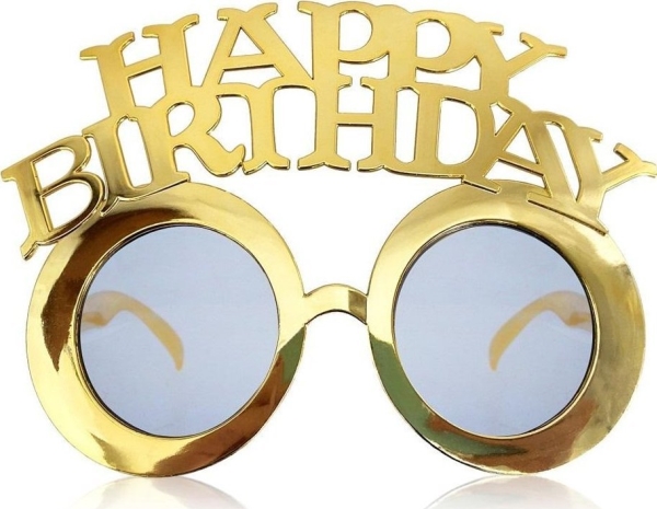 Happy Birthday gullfargede briller