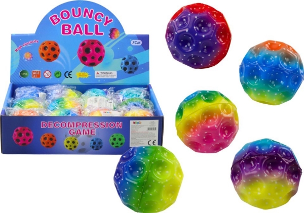 LeanToys Lysende hoppebold med fordybninger Farverig 7 cm