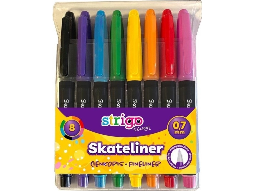 Cienkopisy Skateliner 0,7Mm 8Szt Strigo