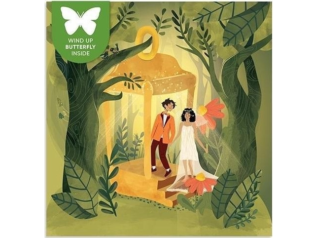 Firkantet Kort Med Flyvende Sommerfugl Wedding Lantern