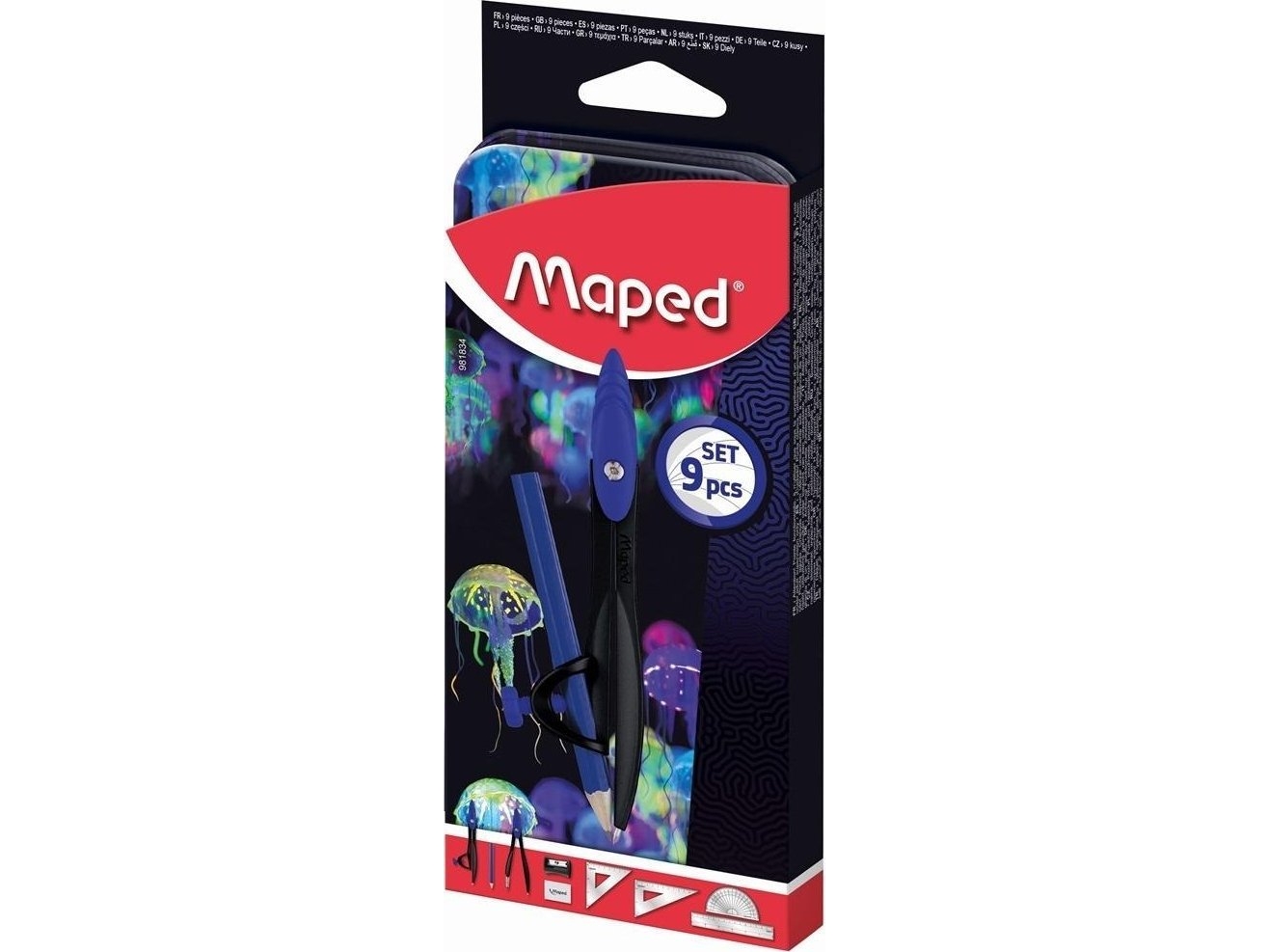 Maped geometri-sæt Deepsea, 9 dele |