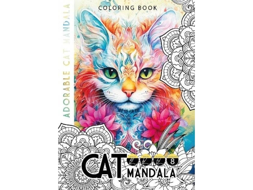 A4 Farvebog 8 Billeder Kat Mandala Katte