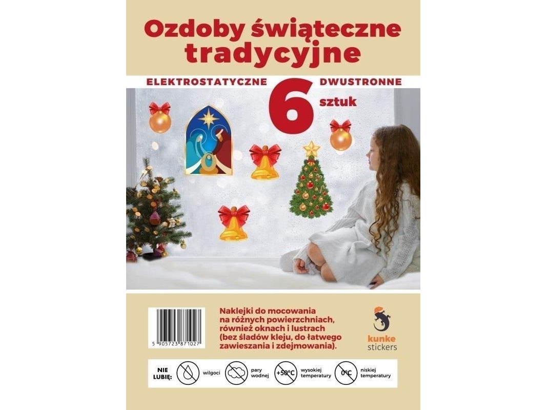 Traditionella 6 st elektrostatiska julprydnader | Julen - Juldekorationer - Dekorationer för jul | GameStuff