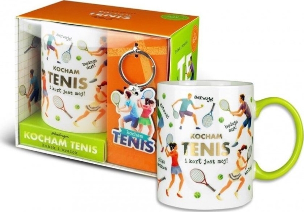 Set Becher + Schlüsselanhänger Ich Liebe Tennis