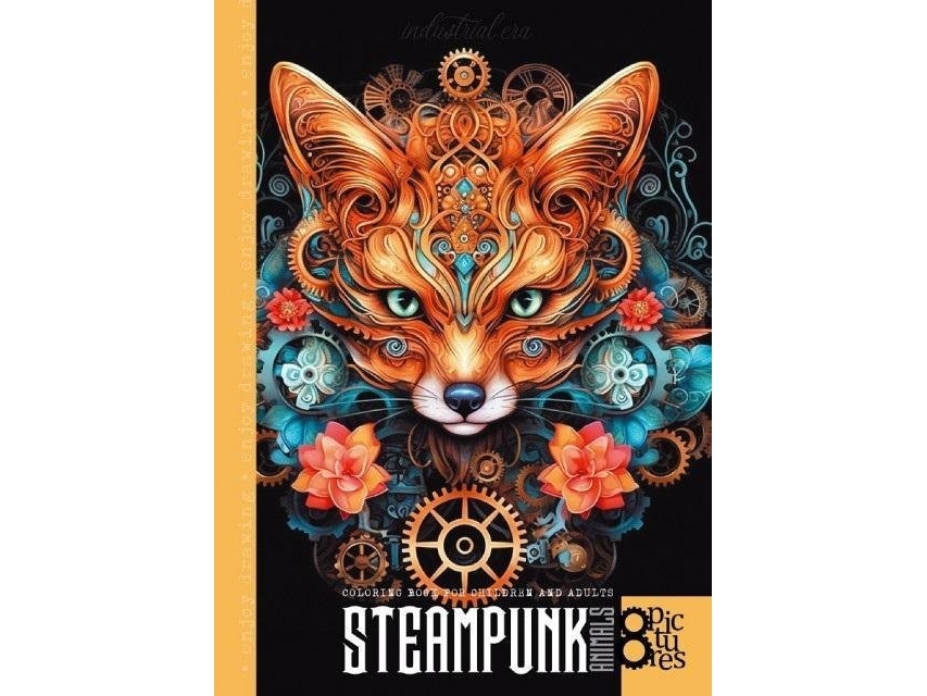 A4 coloring book 8 pictures Steampunk Fox