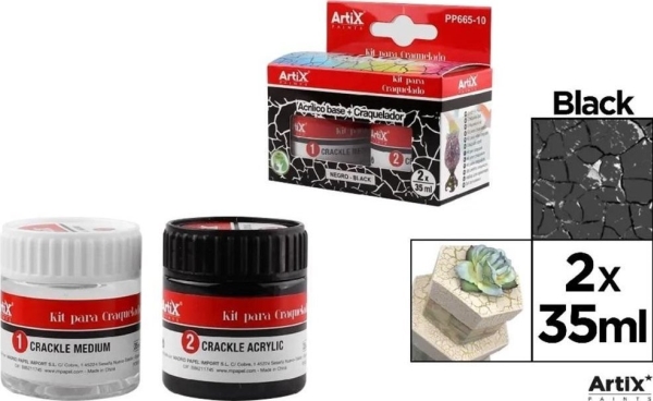 Acrylfarbe Schwarz + Rissabweisend 2X35ml