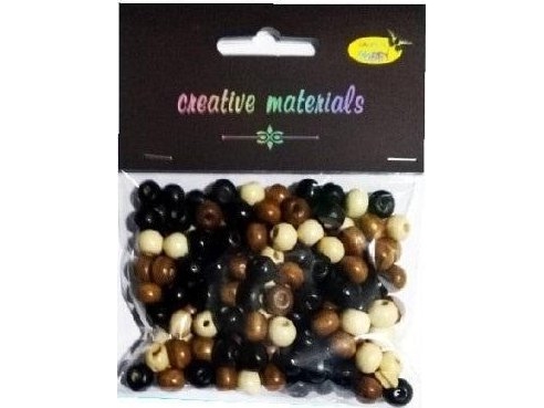Træperler naturlig mix ca. 26 g ca. 150 stk