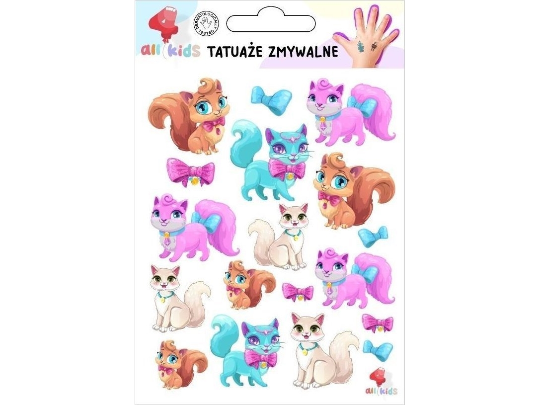 Vaskbare børnetatoveringer – glade katte