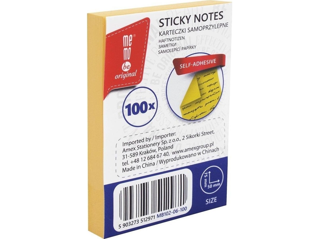 Klisterplatta 50x75mm 100K gul MemoBe | Papper & Emballage - Block & Post-It - Block | GameStuff