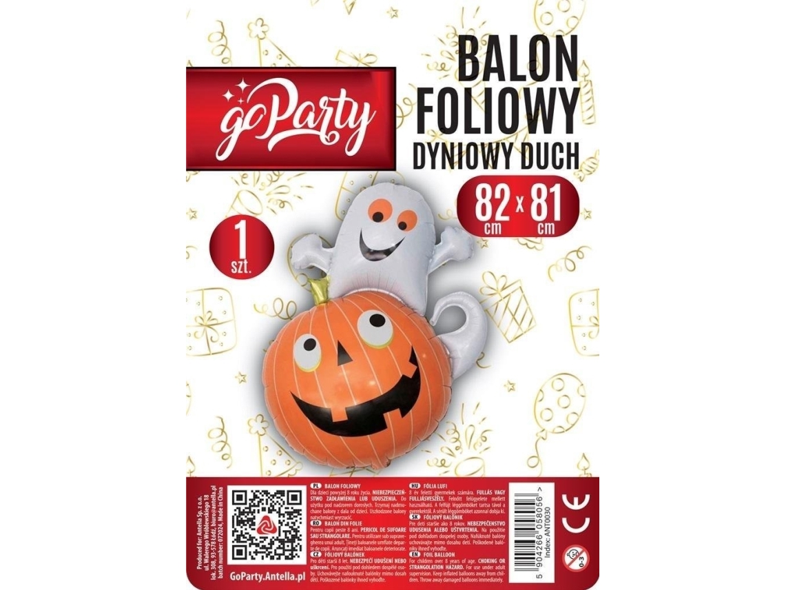 Folienballon Kürbis-Geist 82X81 Cm