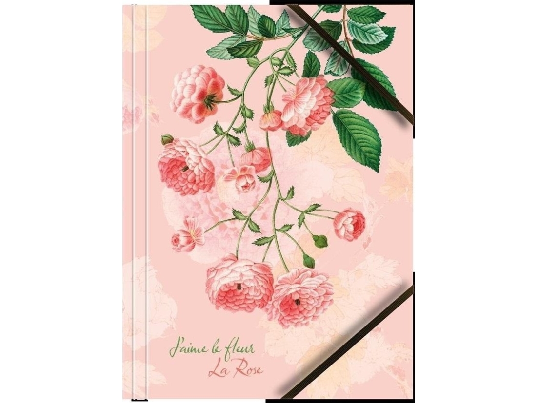 A4 Cardboard Folder With Corner Rubber Band Roses (6Pcs)