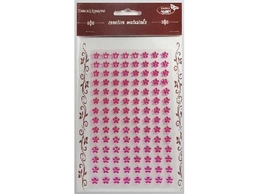 Stiker Med Krystaller Blomster J.Pink 8Mm 112Stk