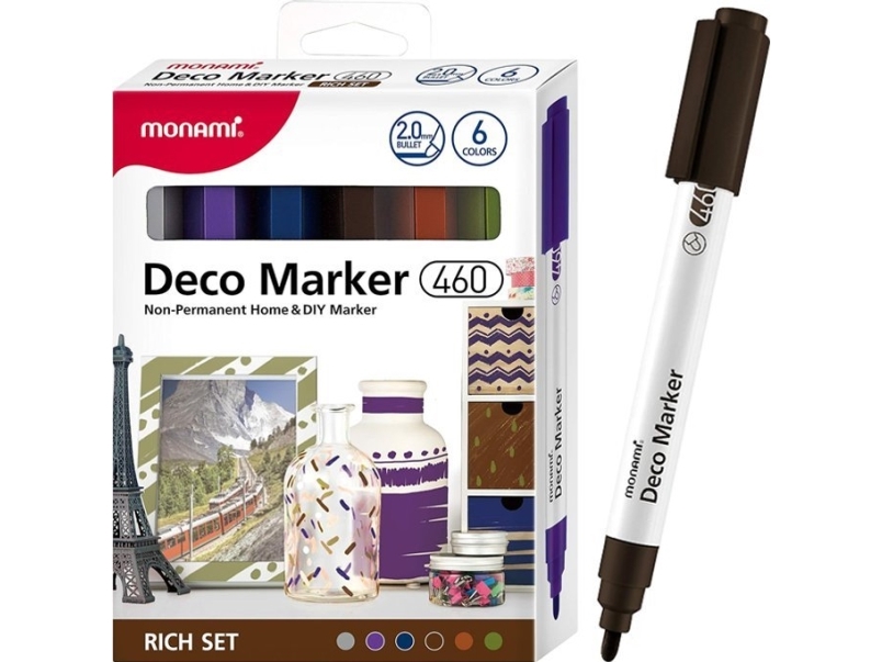 Monami Akryl Dekorative Dekomarkører B 460 6 Farver Rich Monami