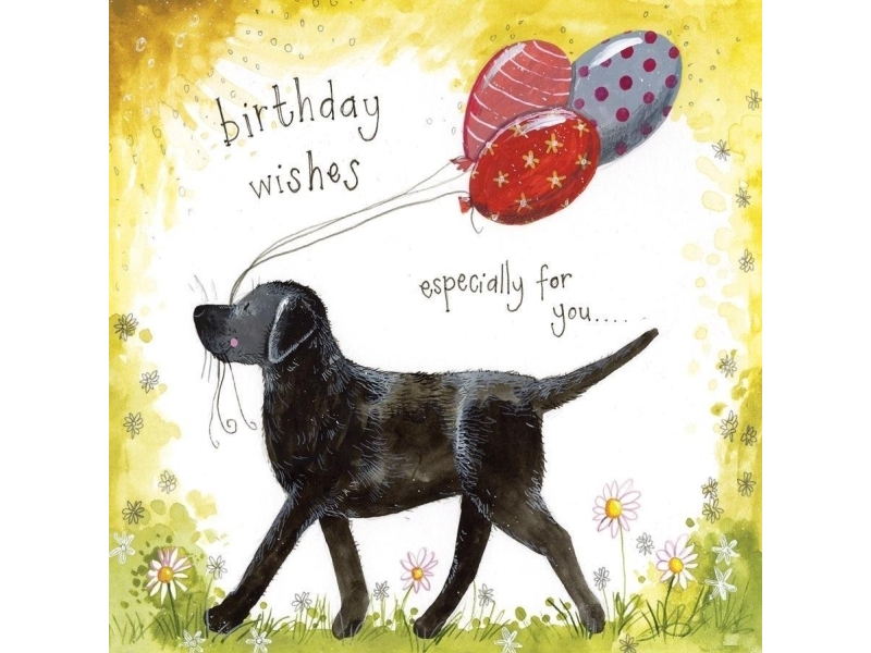 Geburtstagskarte S371 Labrador Mit Luftballons