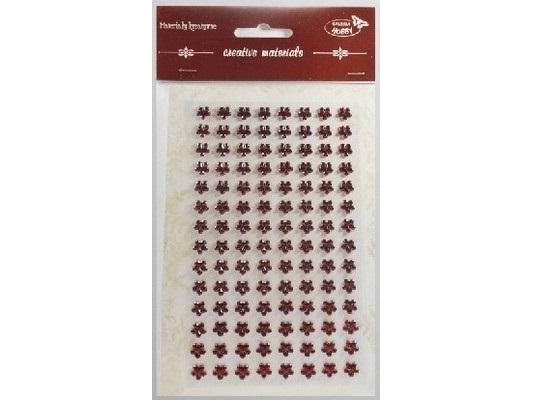 Stiker Med Krystaller Maroon Blomster 8Mm 112Stk