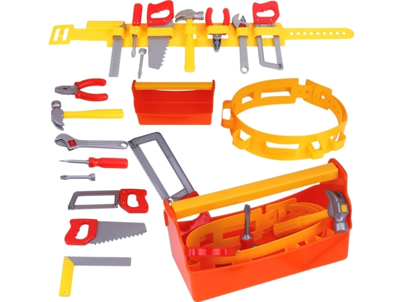 Työkalulaatikko Pieni käsityöläinen vyö vasara vääntimet ruuvit ruuvit