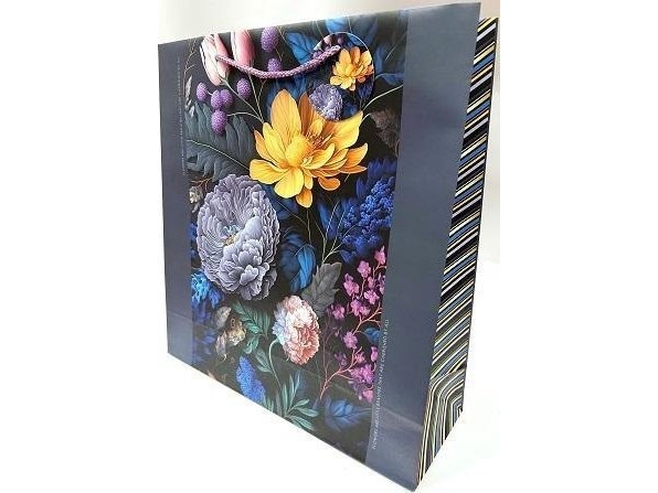 Fresh presentpåse dekorativ matt 35x37x12 cm mörka blommor | Skola & Hobby - Festdekorera - Presentinslagning | GameStuff