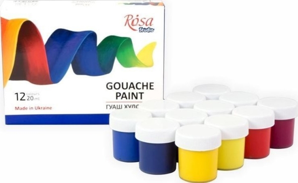Gouache-maling 20 ml 12 farver klassisk