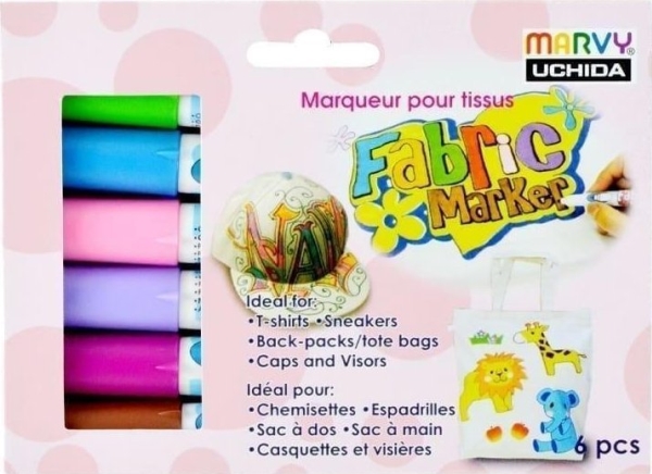 Marvy Uchida Flomasters Für Leichte Stoffe Fabric Marker 560-6B Floral, 6 Stk.