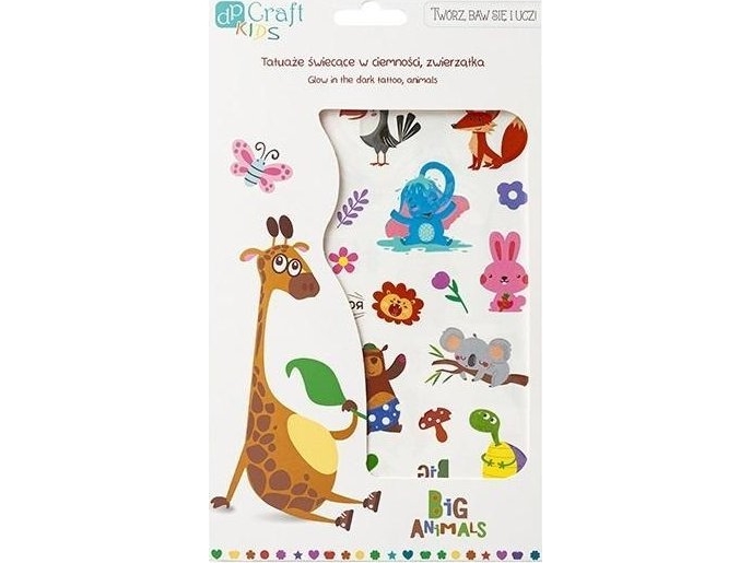 Djeco glow-in-the-dark tatoveringer i mørket dyr 2 ark