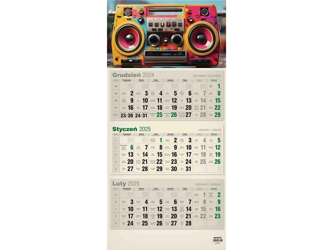 Kalender 2025 tri-fold flat eco MIX | Papper & Emballage - Kalendrar & Anteckningsböcker - Kalendare | GameStuff