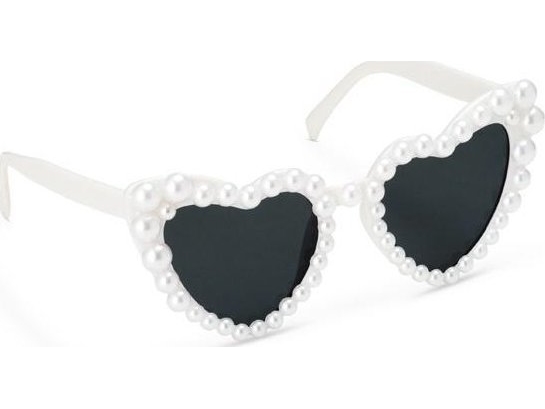 Herz Brille Mit Perlen Weiß
