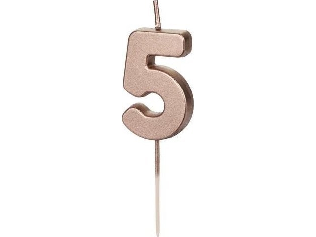 Geburtstagskerze 5 Rosa/Gold 4,5 Cm