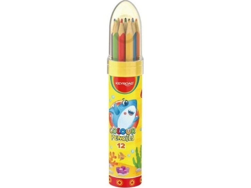 Dreikant-Farbstifte 12 Farben Keyroad Metallröhrchen Rocket