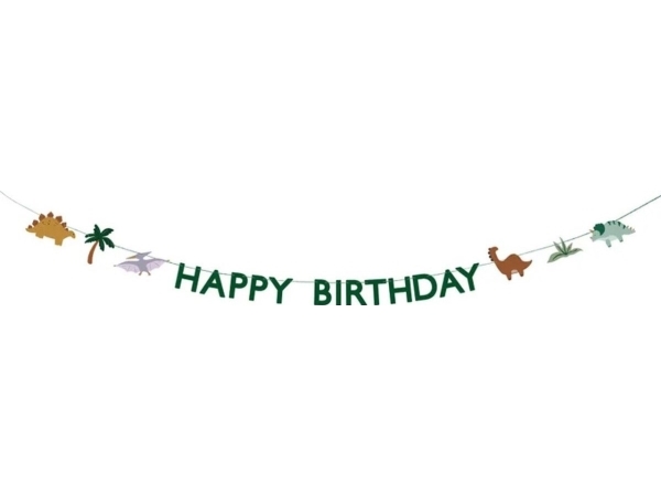 Happy Birthday Dino Banner, 3 M, Mix 1 Op / 1 Pc.