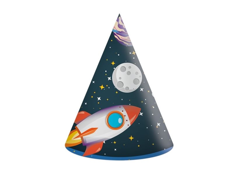 Rocket Space Partyhatte, 6 Stk