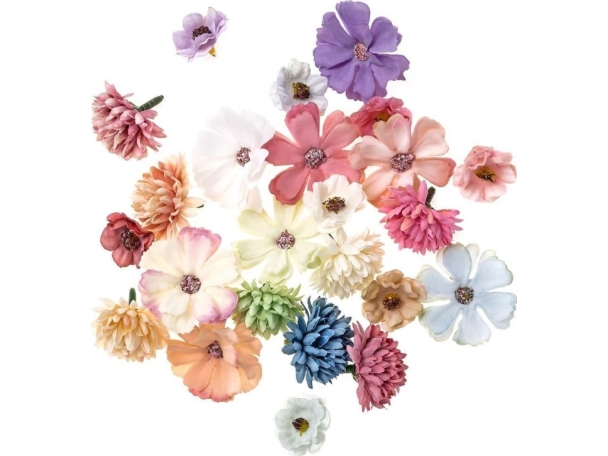 Buntes Stoffblumen-Set 3 Muster 24-Tlg.