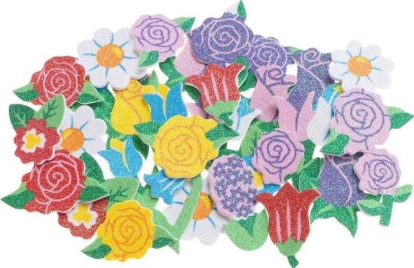 Schaumstoffaufkleber Blumen 33Stk