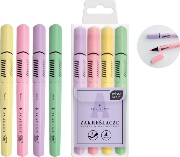 Pastellfarbige Textmarker 4 Farben Academy