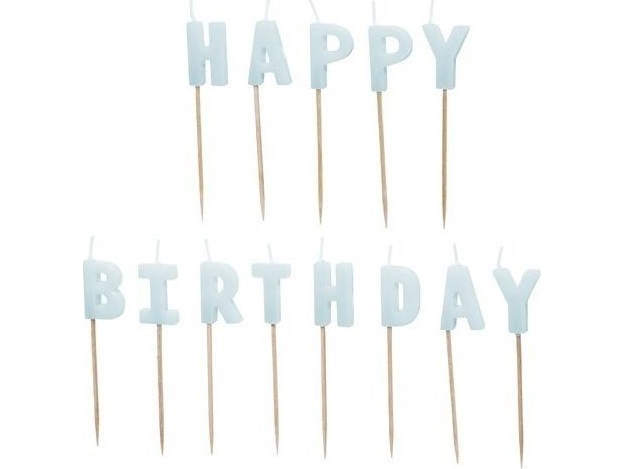 Hellblaue Happy Birthday-Kuchenkerzen