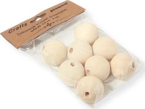 Dekorativa träpärlor 30 mm 8 st | Skola & Hobby - Konsthantverk - Trävaror | GameStuff