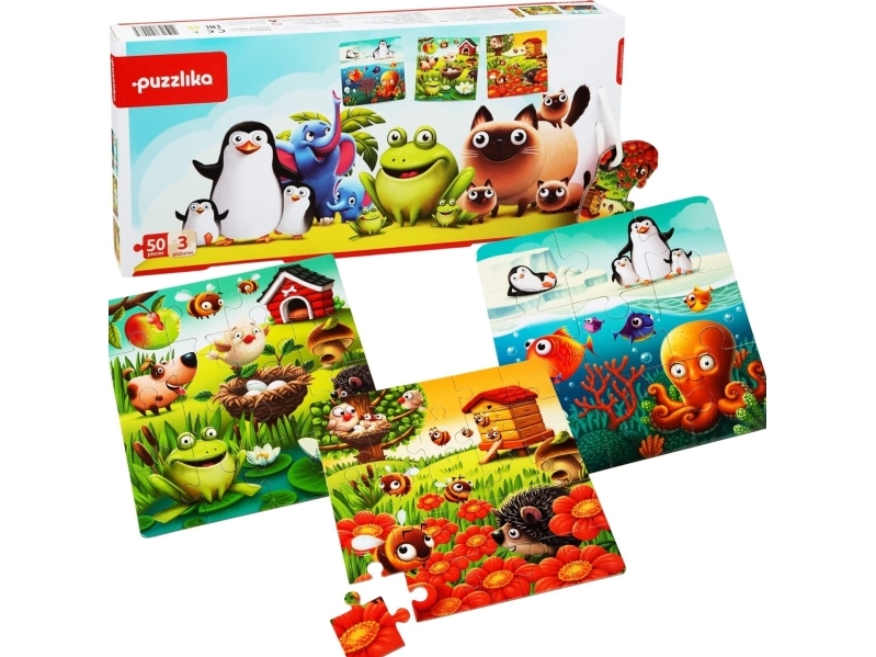 Puzzle 50 3-In-1-Tiere