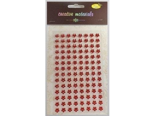 Stiker Med Krystaller Blomster Rød 8Mm 112Stk