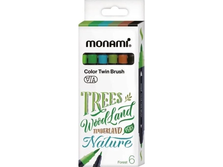 Double-Sided Brush Pens 6Kol Forest Monami