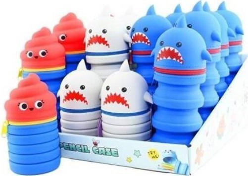 Ausklappbares Silikon-Mäppchen Shark Mix