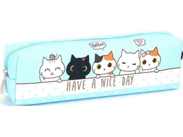 Lille rør penalhus katte blå