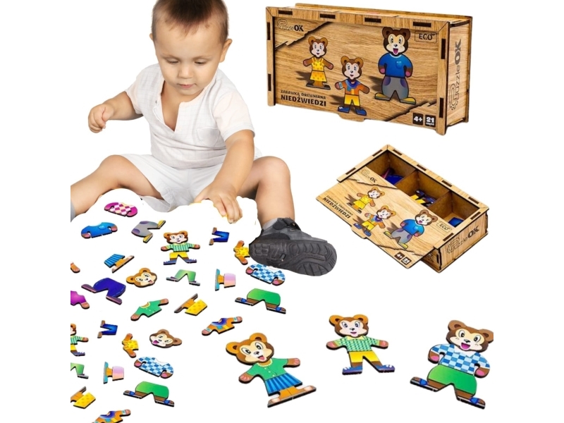 Holzpuzzle Puzzle Bären Elemente Blöcke Formen Puz-12141