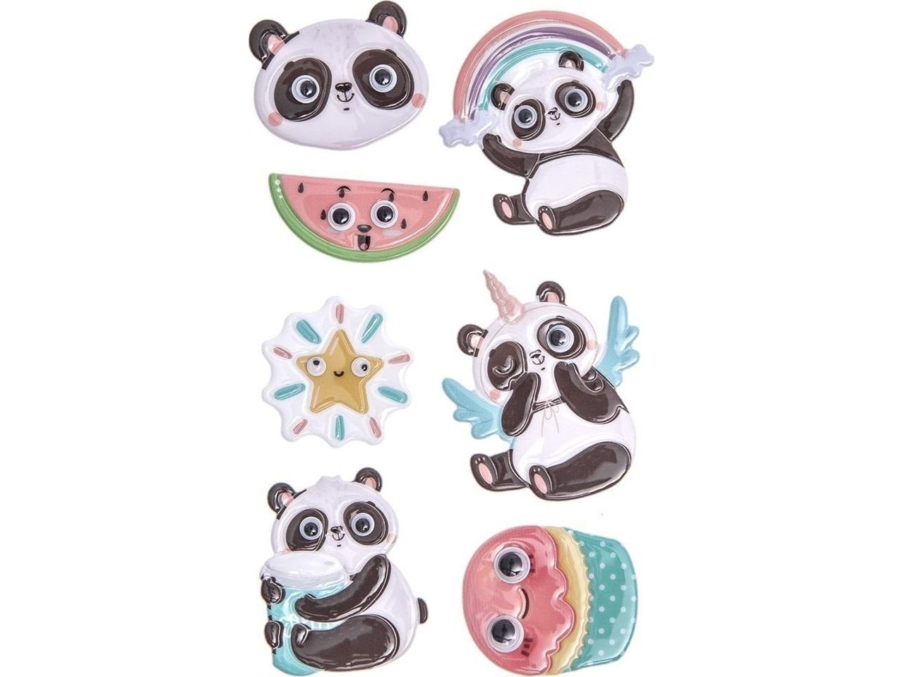 Puffy Panda Aufkleber 7Stück