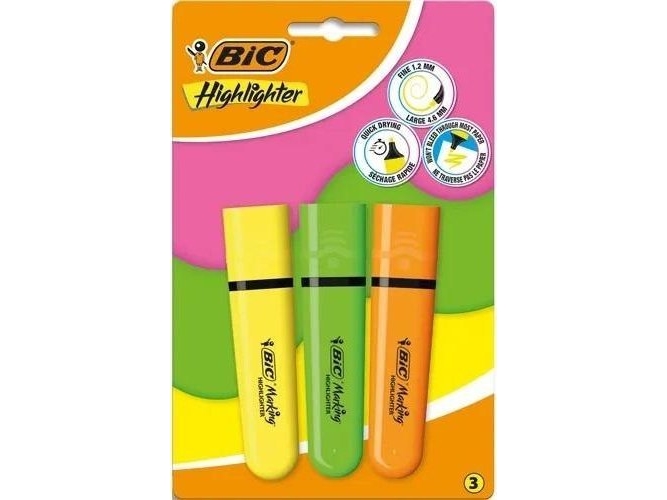 Zakreślacz Textmarker Mix Neon 3Szt Bic