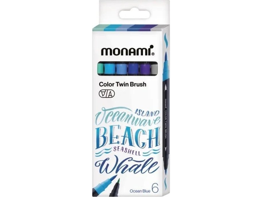 Dobbeltsidede Penselpenne 6Kol Ocean Monami
